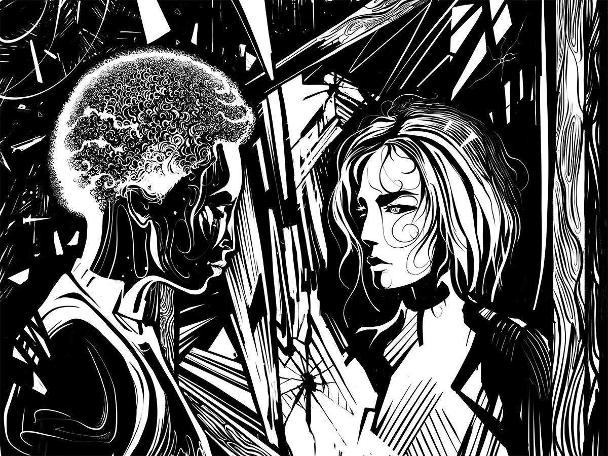 k_a_teryna's tweet image. There’s my new artwork for Sakinah Hofler’s “Second Chance” in the January/February issue of @Analog_SF Also, congratulations to @VeraBrook1 on the publication of her novella “Apartment Wars” in the same issue!
