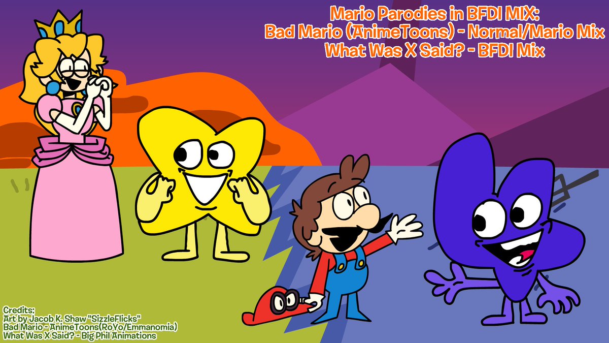 AnimatesSizzle's tweet photo. "Mario Parodies in BFDI Mix 1#: What If they met each other 1#"

Credits: 
Bad Mario (AnimeToons) - AnimeToons(RoYo/@Emmanomia23)
What Was X Said? - @flipflopfrogle1

[#animetoons #badmario #bigphilanimation #whatwasxsaid #bfdi #objectshowcommunity #SuperMario #SuperMarioBros] https://t.co/HF4kz251p1