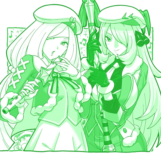ポケマスのクリスマスリーリエを引きたい祈願でいつもコンビに着せた絵を描きました!! 