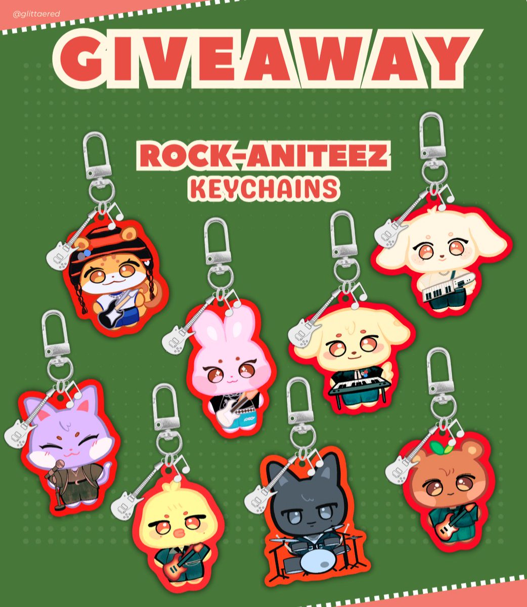 🎸 GIVEAWAY: ROCK-KEYCHAIN 🎸

how to enter:
• follow me (so u can be dm'ed)
• rt this post &amp; my pinned post 📌
• reply with your ateez bias &amp; your country 
a winner will be announced on Dec  15 

wishing the best of luck for everyone~