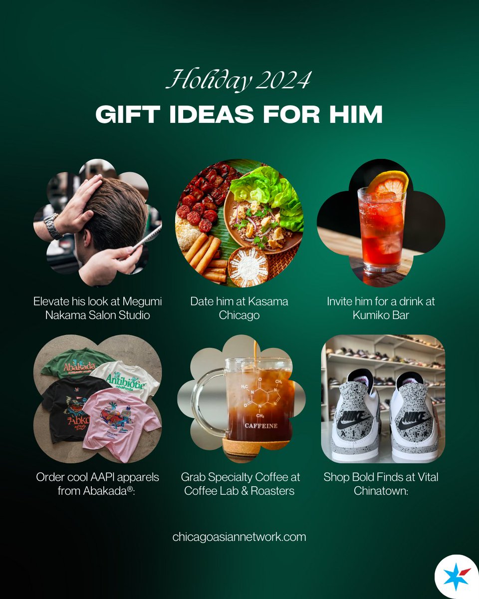 Check out these amazing AAPI-owned gift ideas for him, each offering a one-of-a-kind experience and the opportunity to support talented creators and businesses! 🎁✨ @megumi4beauty @kasamachicago @barkumiko <a href="/abkdco/">Abakada®</a> @coffeelablakeview @vitalchinatown