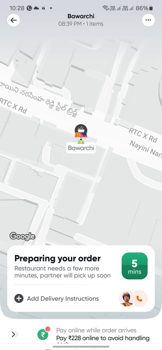 prithvi_raj20's tweet photo. I have placed food order from Bawarchi resturant (RTC X roads). I have placed order around 8:30 pm and its been around 2 hours (10:30 pm), but still i haven't recieved my order yet. I have talked to costumer care but no use. Totally disappointed with this pathetic service. https://t.co/VlGH6iuLUn