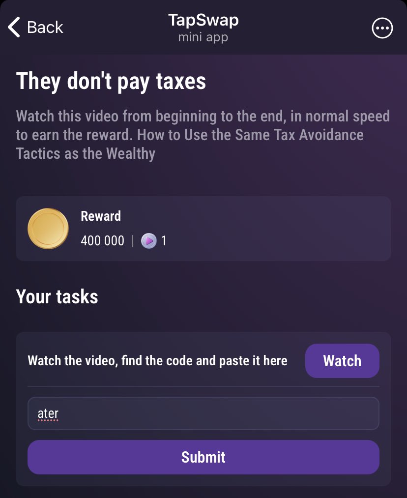 DanielMbutor's tweet photo. #TapSwap YouTube Code

▶️ They don’t pay taxes

✅ ater

Follow for more update 🤝 https://t.co/Pt0qqpBIoU