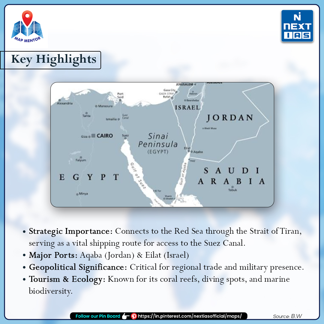 NEXTIAS_Delhi's tweet photo. MAP MENTOR 🗺 by NEXT IAS: The guide to “Mapping Key Locations” in the News!
Stay informed and enhance your geographical knowledge with MAP MENTOR.
Follow us on Pinterest: https://t.co/zCXqmYvG5B
#nextias #mapmentor #whyinnews #upscexam #mapping #keylocations #gulfofaqaba https://t.co/8CqWBbT1df