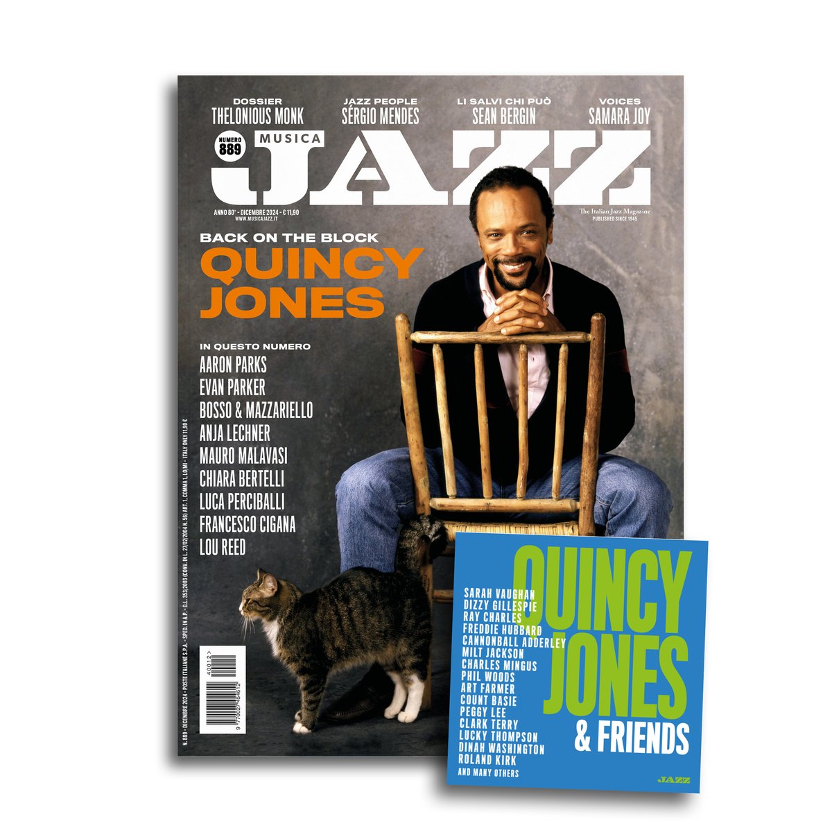 È uscito Musica Jazz di dicembre!

Copertina e cover story su Quincy Jones, a cui è anche dedicato il CD allegato «Quincy Jones &amp; Friends».

Dossier su Thelonious Monk.

E poi, Aaron Parks, Evan Parker, Lou Reed, Sérgio Mendes...

musicajazz.it/in-edicola-mus…