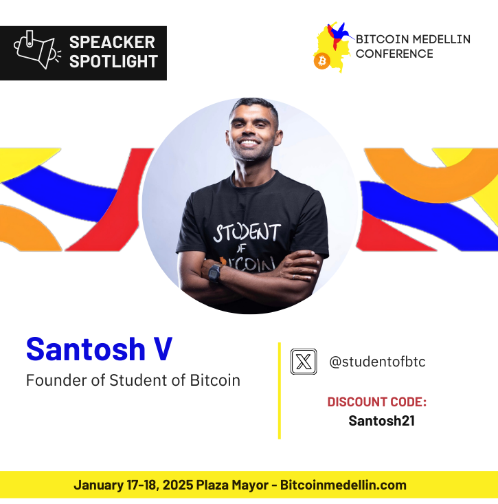 BTCMedellinConf's tweet image. 🚀 Meet @studentofbtc , a trailblazer in the world of Bitcoin! Get ready to gain invaluable insights as he breaks down the future of Bitcoin at #BitcoinMedellin. 

📅Jan 17-18, 2025
#BitcoinFuture