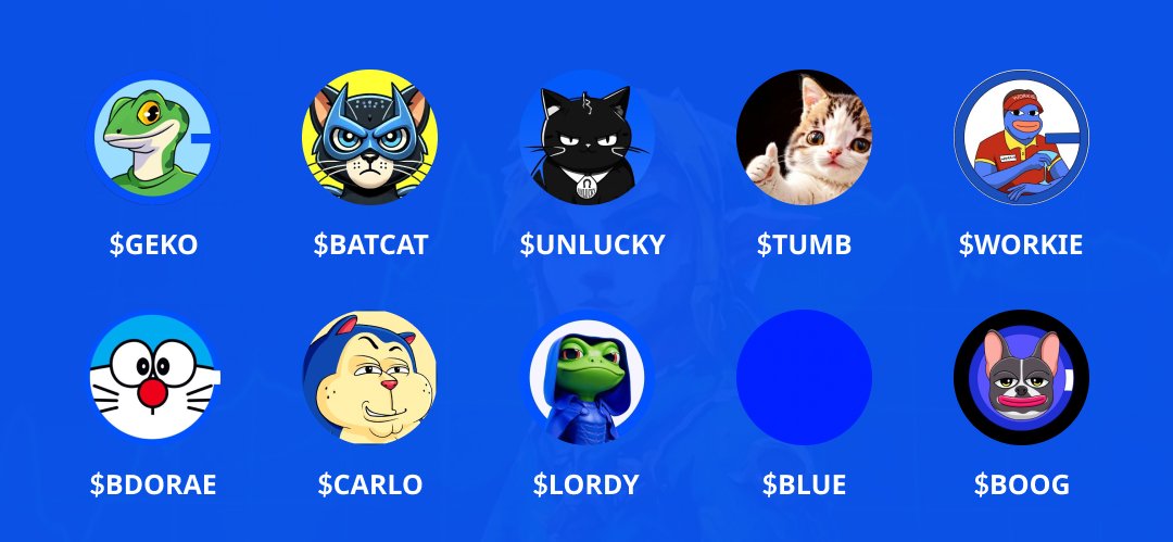 Top 10 High Potential 100x Meme coins under $1M mc on <a href="/base/">Base</a> chain🔵

1. $GEKO - <a href="/GekoBase/">Geko Base</a> 🦎
2. $BATCAT - <a href="/batcatonbase_/">Batcat on Base</a> 
3. #UNLUCKY - @unlucky_token
4. $TUMB - <a href="/tumbcats/">tumbcats</a> 
5. $WORKIE - <a href="/WorkieBase/">Workie</a> 
6. $BDORAE - <a href="/baseddoraemon/">Based Doraemon</a> 
7. $CARLO - <a href="/Carlo_TheDog/">Carlo | On Base</a> 
8. $LORDY - <a href="/LordyOnBase/">Lordy</a>