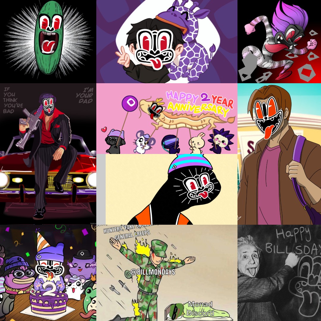 gomonad's tweet photo. Today is the second anniversary of the best cult leader in Monad @billmondays

Artworks of some wonderful members 💜

Happy billsday

@NbRafik @Evoyudhasamael @itzalyan_fx @Bijoydeb9854 @mrWolf4444 @XHOYH @Raghu2341637101 @Syderal_Sydney @0xlKurosaki @DipuDas76904823 https://t.co/hEvvLOIwhZ