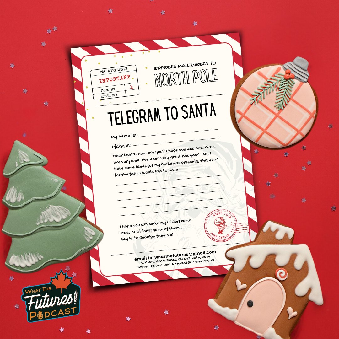 What’s on YOUR farm’s Christmas wish list?

🎄 Fill out a Telegram to Santa, send it in, and we’ll make sure the big guy hears your requests.

👉🏻 Download it here: ryandenis.ca/santa-letter

🎁 Bonus: One lucky farmer will win a fantastic prize pack!

📧 Email your wish list to: