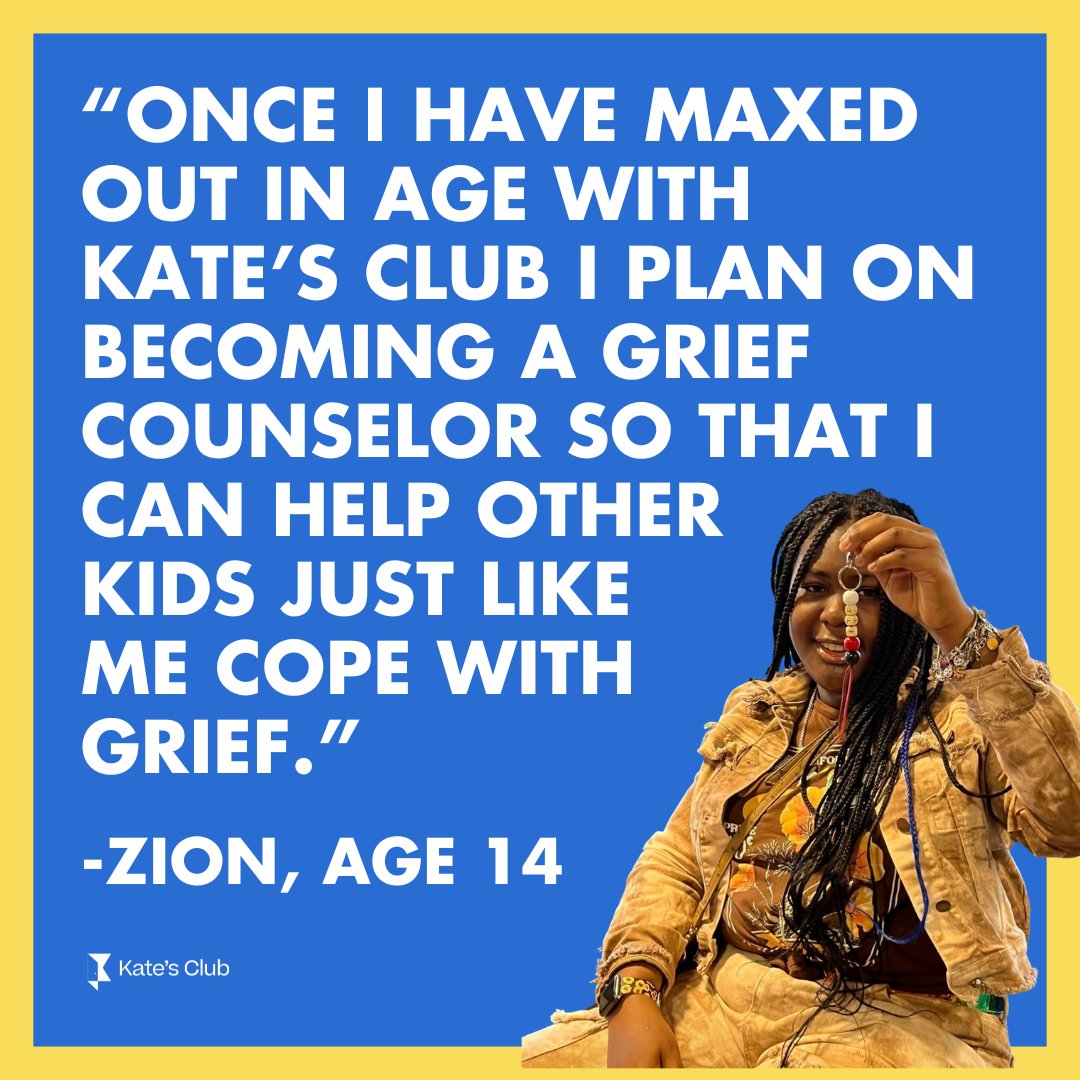 Your support to Kate's Club builds a place for grievers like Zion to belong!

Visit bit.ly/kcdonate25 to make a year-end gift to Kate's Club that helps build a place and future where no griever feels alone.

You can also read more on Zion's story at katesclub.org/blog/zion2024!