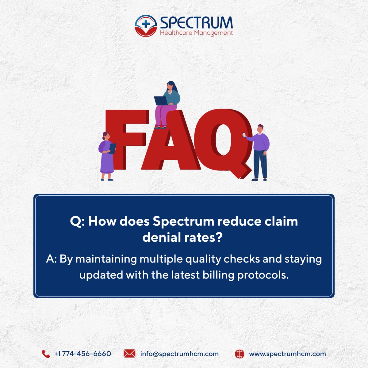 SpectrumSHCM's tweet photo. Discover how we reduce claim denial rates by catching errors before submission!
.
Visit our website: https://t.co/c2ZCkpp9Wz
.
#ClaimDenialReduction #ErrorManagement #HealthcareEfficiency #RevenueCycle #TimelySubmissions #BillingExperts #MaximizeRevenue #HealthcareSolutions https://t.co/rJmq3200kV