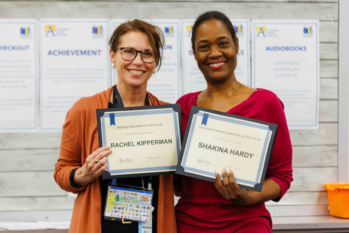 Congratulations to Rachel Kipperman (MPSA Teacher of the Year) and Shakina Hardy (MPSA Support Staff of the Year) for 2024-2025! #APSisAwesome <a href="/APSVirginia/">Arlington Public Schools</a>