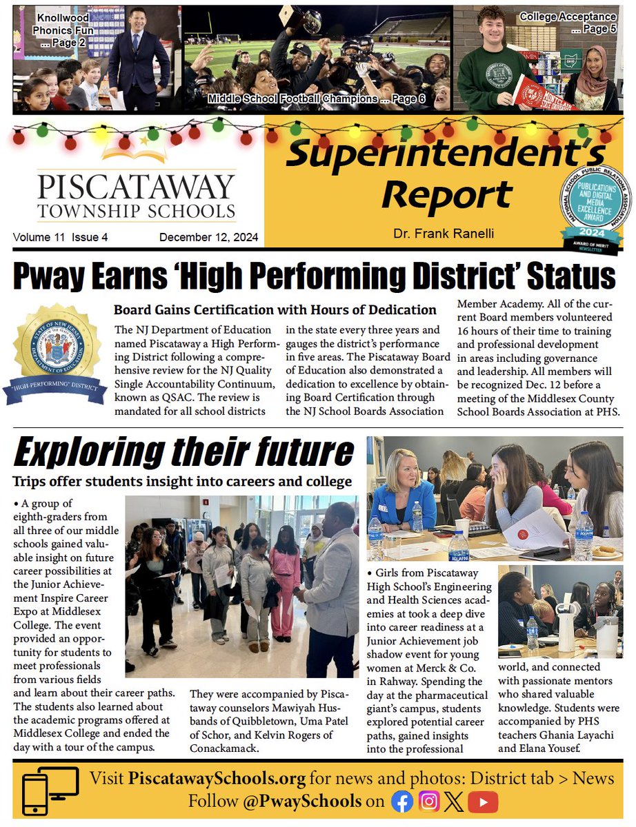 Check out this month's edition of our Superintendent's Report, with good news from all of our schools! Read or download the full newsletter ➡️ bit.ly/4gxpyz1 #PwayInspires