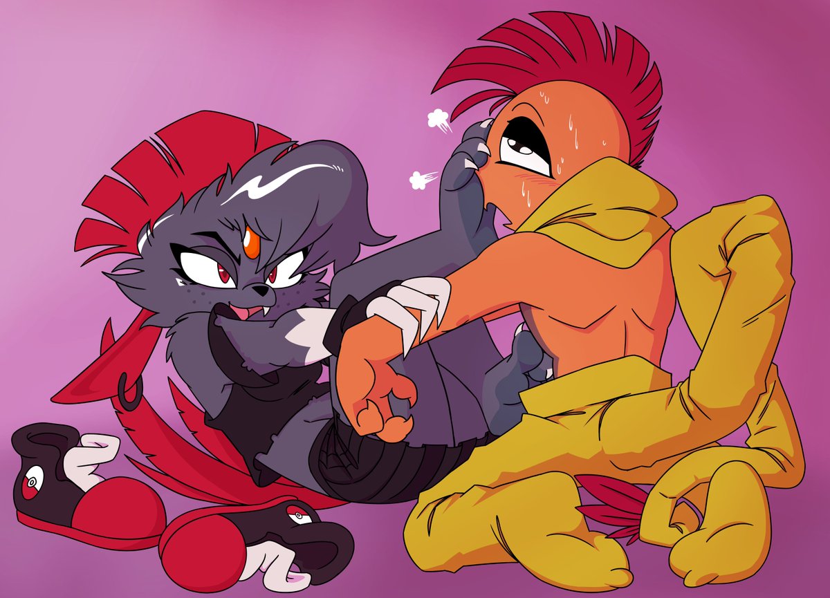 Commission for <a href="/FangTheWeavile/">Fang</a> ! Fang is using a new move on Gambit. Feel free to make any jokes about super effectiveness in the comments~