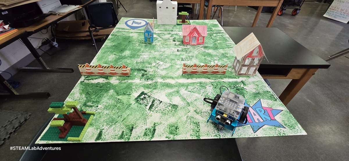 3rd grade created their own competition mat for their mBot #robotics #kidswhocode
Paint, Legos, cardstock, hot glue, canva... finishing up their narratives for why mBot is running the course and debugging the code 😎
<a href="/APSMAJ_Elem/">M.Agnes Jones Elem.</a> 
<a href="/TerukoDobashi/">Teruko Dobashi</a> 
<a href="/LisaColbert10/">Mrs.CStemology</a>