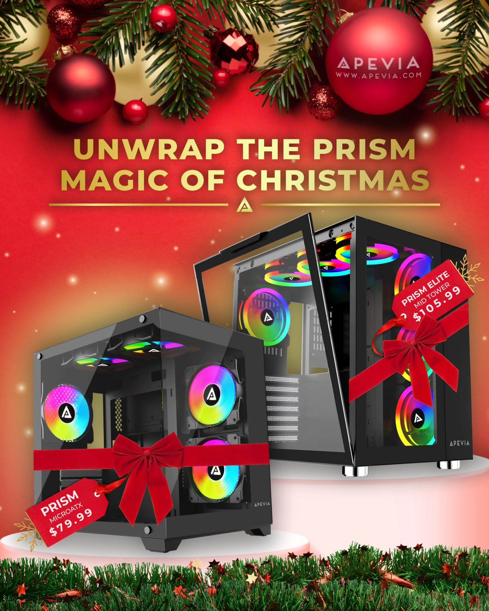 ApeviaCorp's tweet image. Create a masterpiece with the Apevia Prism and Prism-Elite Series! The perfect cases for micro-ATX or mid-tower builds, complete with dazzling ARGB fans in black, white, or pink. 🎁✨️🤩
#DreamPC #cubedesign #microATX #midtower #Prism #PrismElite #PCGaming #PCGamers #Apevia