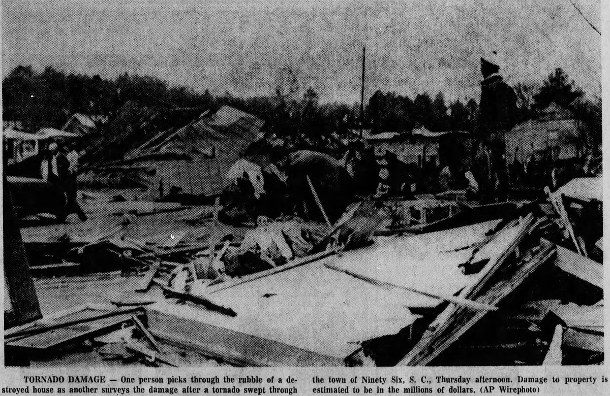 WX History (@weather_history) on Twitter photo December 13, 1973:
Nine tornadoes impacted Tennessee, Georgia, and South Carolina. Officially, eight were significant (F2+), the strongest of which was an F4 in Greenwood County, SC. <a href="/sigtor2019/">Thomas Grazulis</a> documents 7 strong tornadoes, none above F3. Three people were killed.
#wxhistory December 13, 1973:
Nine tornadoes impacted Tennessee, Georgia, and South Carolina. Officially, eight were significant (F2+), the strongest of which was an F4 in Greenwood County, SC. <a href="/sigtor2019/">Thomas Grazulis</a> documents 7 strong tornadoes, none above F3. Three people were killed.
#wxhistory
