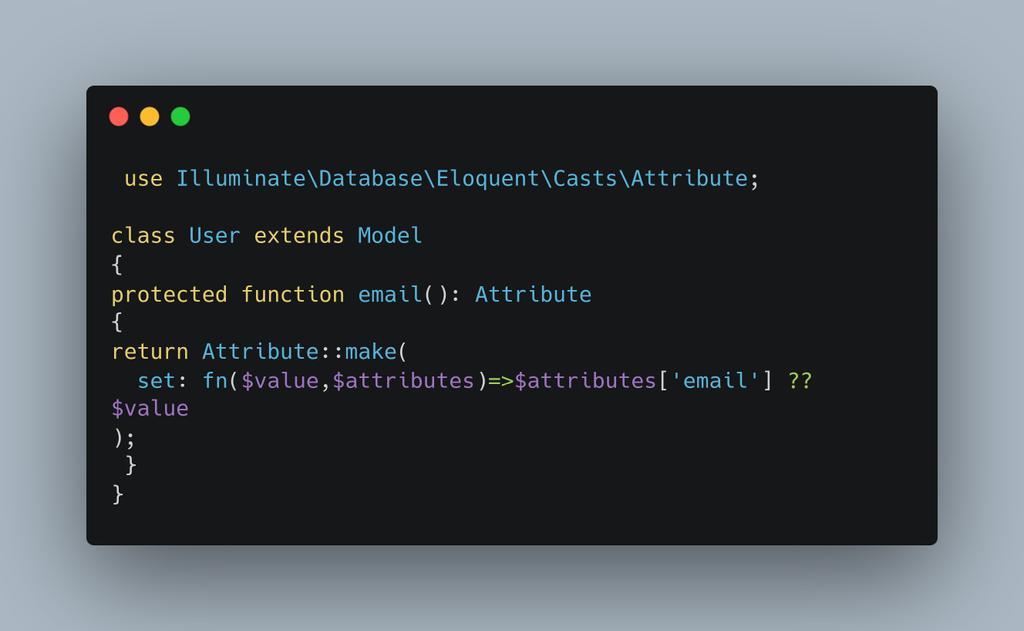 IT_Bander's tweet image. #laravel_tips
#Laravel 
 يمكنك من استخدام متحول في نموذج Eloquent ، لتأكد من تعيين قيمة في العمود مرة واحدة فقط ولا يمكن استبدالها.
مثال  على ذلك:- 
يمكنك من منع تغير قيم حقول معينة بعد تعيينها .
في الصورة مرفق
 منع تغير حقل البريد الالكتروني  بعد تعيينه في البداية.