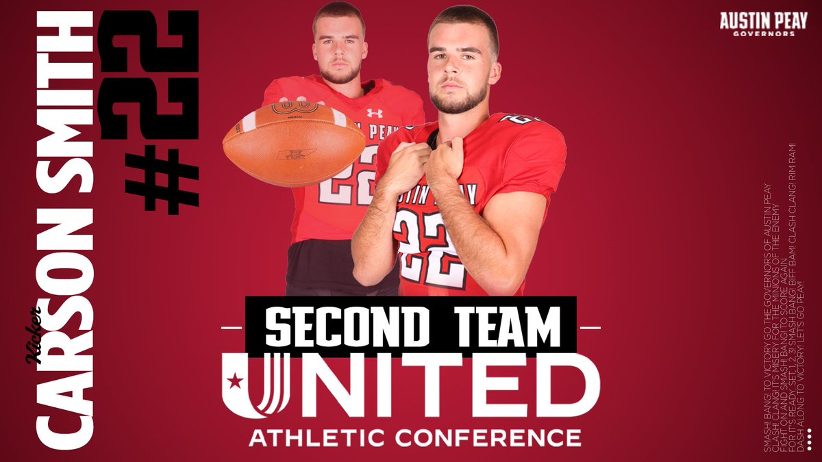 𝗦𝗘𝗖𝗢𝗡𝗗 𝗧𝗘𝗔𝗠 𝗔𝗟𝗟-𝗨𝗔𝗖 🎩🏈

𝗞𝗜𝗖𝗞𝗘𝗥
2⃣2⃣ <a href="/Carsonsmith_82/">Carson Smith</a> 

#GovEffect | #LetsGoPeay