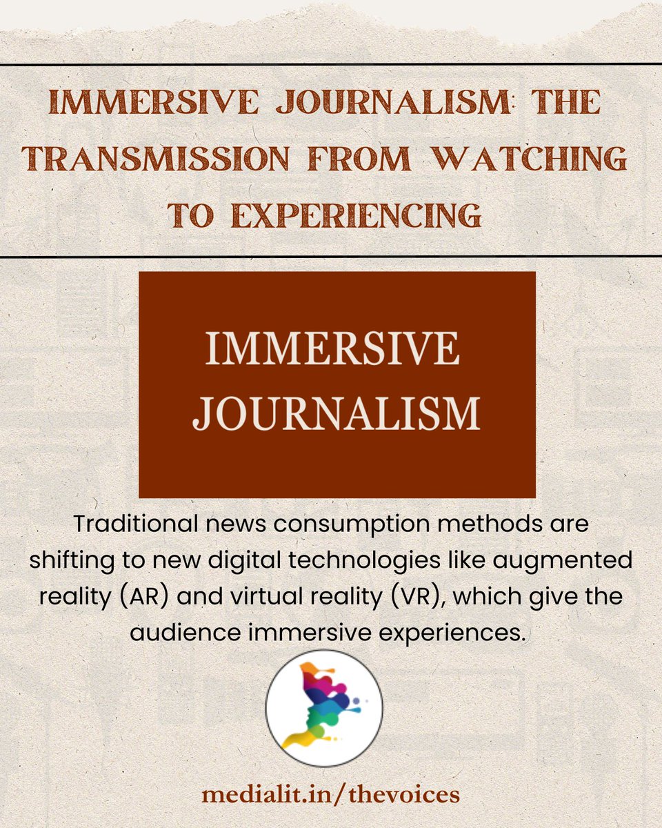 TheVoices_IGNOU's tweet photo. The Voices tracks the incorporation of #immersivetechnologies like #AR and #VR in news, turning audiences into active participants making it more engaging, impactful and vivid.  Read on : https://t.co/0BYgG227Yb https://t.co/3YERbG0rwi
