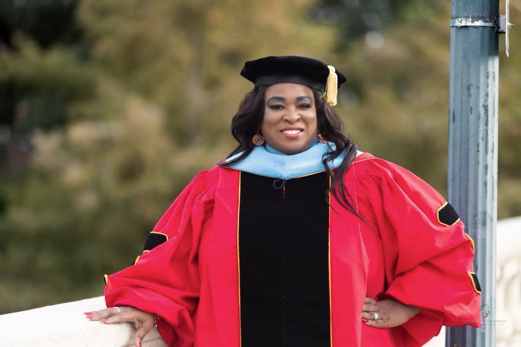 🎉Congrats to our newest Dr! We are so proud of you ~Dr R. Hinchen Bryan~ our campus Assessment/Data Specialist! Your dedication and hard work have brought you to this remarkable point. Cheers to you and the exciting new opportunities that lie ahead! #FerrisGrad24 #FalconProud