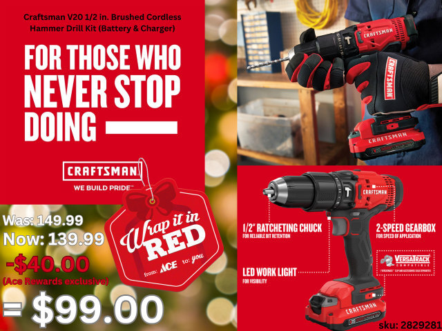 AntiochAce's tweet image. Ace Rewards members get great EXTRA savings on amazing #Gifts🎁 like this Craftsman drill! Not a member? Join today via the app or come into the store and talk to our #HelpfulHardware staff. #MoreThanAHardwareStore #GiftGuide🎁 #MyLocalAce #Holidays2024🎄