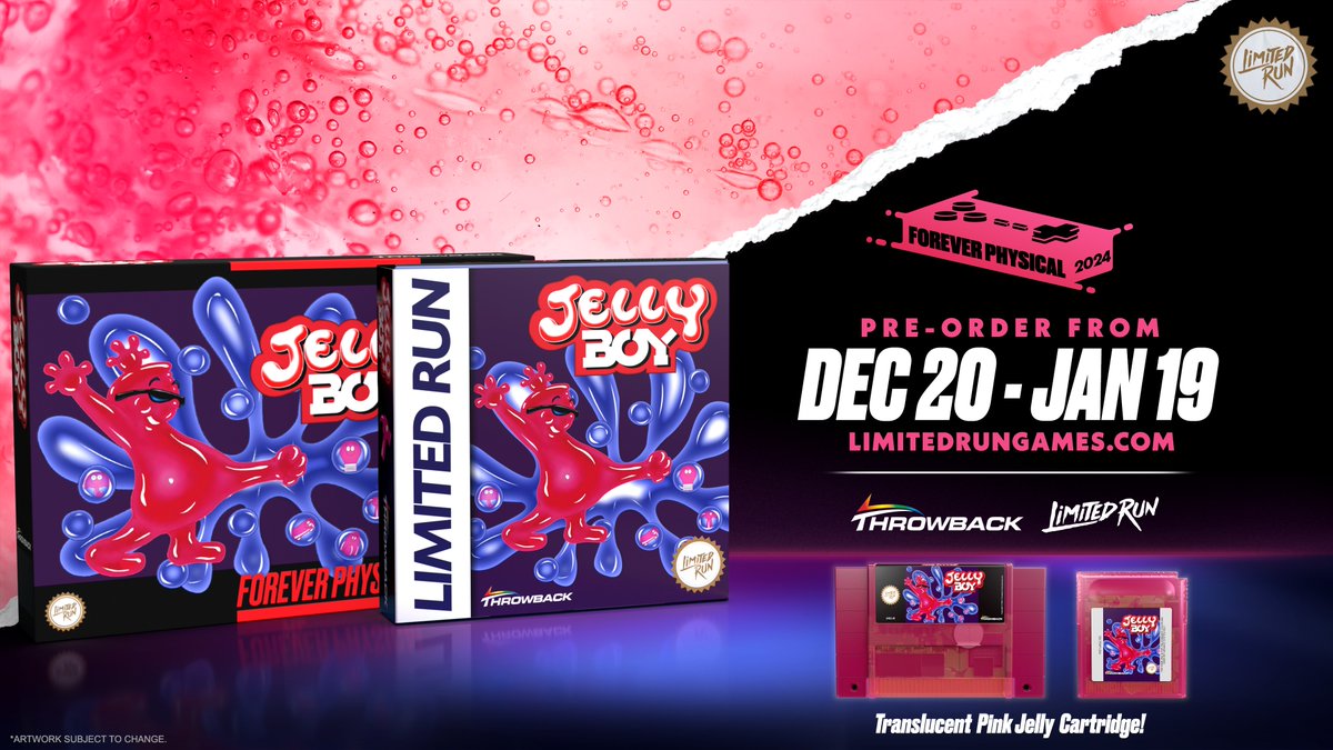LimitedRunGames's tweet photo. The blob is back! Get ready for Jelly Boy on SNES and Game Boy!

Pre-orders open on December 20th! Wishlist and learn more: https://t.co/9QyKIbRTrS https://t.co/lOZgDQDS3L
