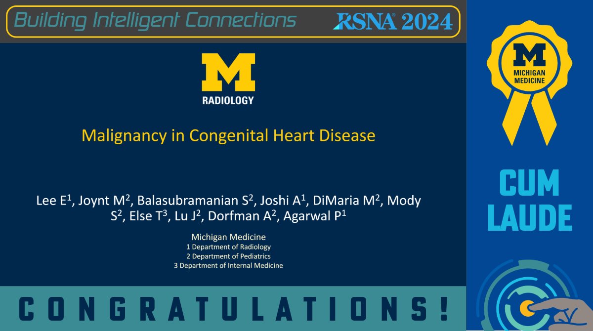 Congratulations! 

Cum Laude Award at #RSNA24 

Malignancy in Congenital Heart Disease