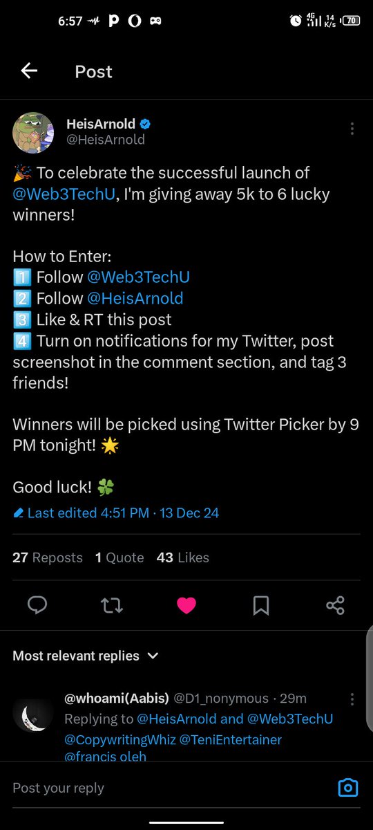 FalahLawal's tweet photo. @HeisArnold @Web3TechU @Phyktor_2 https://t.co/V43z9XwD9E