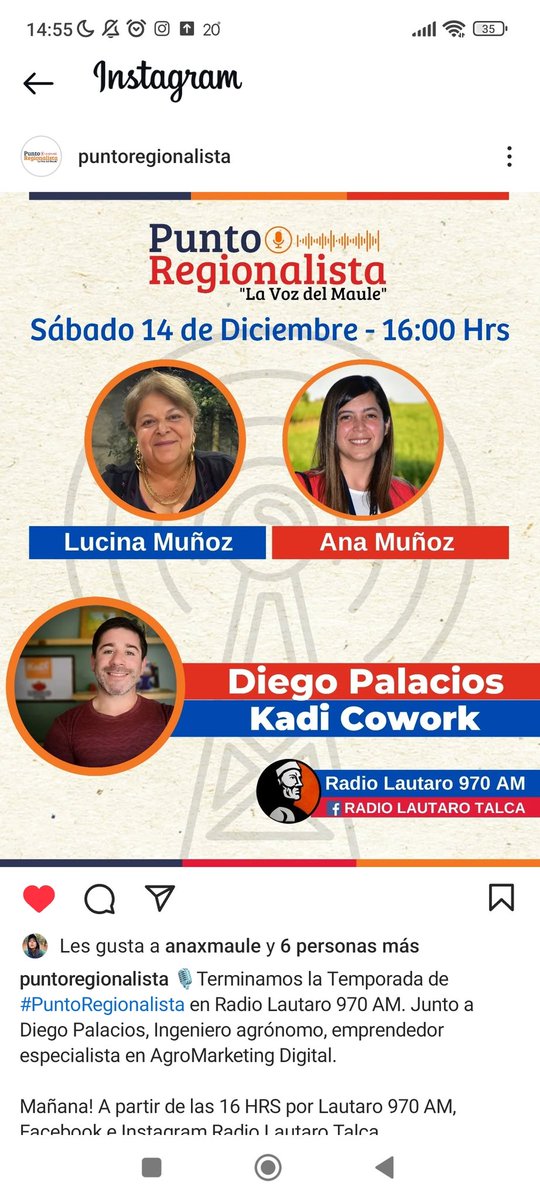 DieAgro's tweet photo. Agromarketing digital, transformación digital, sostenibilidad y emprendimiento.  De eso hablaremos mañana en el programa #PuntoRegionalista de @RadioLautaro  #agriculturafamiliar #App #Asistentevirtual #Agricultura #Talca #Maule #Chanco https://t.co/sMWSuBYpDQ