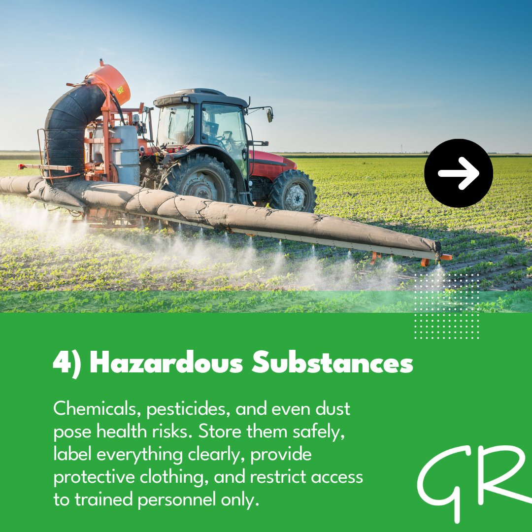GreenlandsIns's tweet image. 🚜🌾 Farming is a rewarding yet high-risk profession, with fatal injuries significantly higher than in many other industries. Here are some common hazards farmers face and practical measures to help mitigate them:
 
#ThinkInsurance #ThinkGreenlands #FarmInsurance