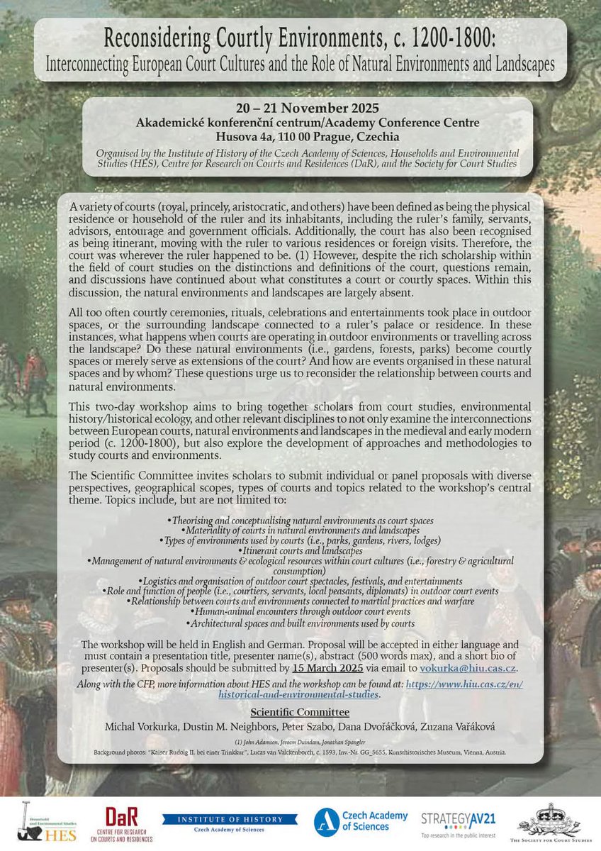 Historický ústav AV ČR, v. v. i. (@hiuav2017) on Twitter photo CALL FOR PAPERS 📢
#HES <a href="/CourtsCentre/">Courts and Residences_Centre for Research</a> <a href="/HiuAV2017/">Historický ústav AV ČR, v. v. i.</a> <a href="/Akademie_ved_CR/">Akademie věd ČR</a>
<a href="/CourtStudies/">CourtStudies</a> 👇
hiu.cas.cz/en/events/reco…
hiu.cas.cz/en/news/march-… CALL FOR PAPERS 📢
#HES <a href="/CourtsCentre/">Courts and Residences_Centre for Research</a> <a href="/HiuAV2017/">Historický ústav AV ČR, v. v. i.</a> <a href="/Akademie_ved_CR/">Akademie věd ČR</a>
<a href="/CourtStudies/">CourtStudies</a> 👇
hiu.cas.cz/en/events/reco…
hiu.cas.cz/en/news/march-…