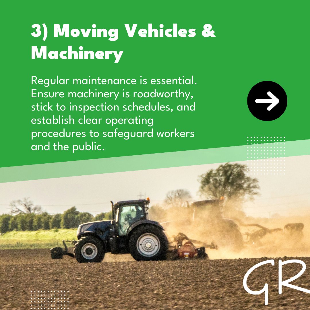 GreenlandsIns's tweet image. 🚜🌾 Farming is a rewarding yet high-risk profession, with fatal injuries significantly higher than in many other industries. Here are some common hazards farmers face and practical measures to help mitigate them:
 
#ThinkInsurance #ThinkGreenlands #FarmInsurance