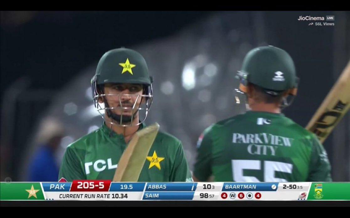 socialmdwr786's tweet photo. Saim Ayub – a player who lets actions speak louder than numbers. Missed his century, but won hearts with his unselfish attitude. 🙌💚
 #SaimAyub #PAKvSA
#PakistanCricket
#TrumpIsUnfitForOffice https://t.co/5vNN2uO9Go
