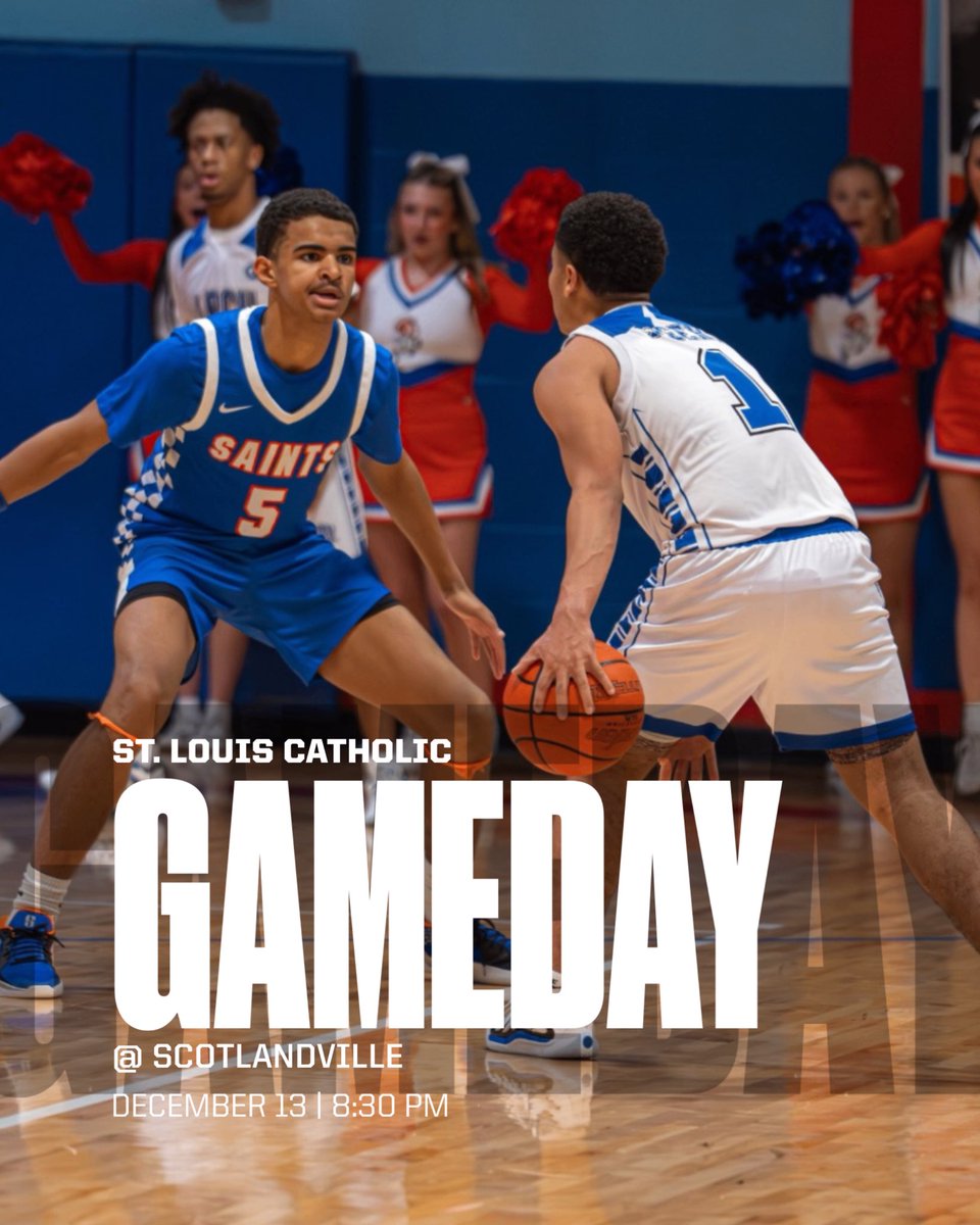 slchsboysbball's tweet photo. Saints face a tough road battle tonight against one of the states premier programs in Scotlandville.  Game time is set for 8:30 pm at Scotlandville.  

#WeAreSaints #GetInTheWater https://t.co/6CQWldG59I