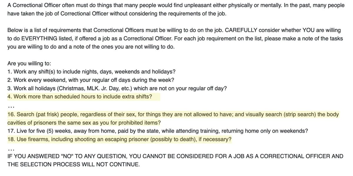If prisons &amp; jails say they're "understaffed," maybe they should rethink what their jobs look like in the era of mass incarceration

Take a look at this posting for a Georgia corrections position: Must be prepared to kill people "if necessary"

prisonpolicy.org/blog/2024/12/0…