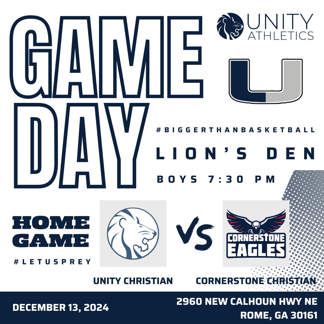 Unity Hoops (@unitylionsbball) on Twitter photo ๐ฆ GAMEDAYโผ๏ธ
๐ 12/13
๐ Non-Region
๐ <a href="/CCAeagle/">Cornerstone Eagles</a>
โฐ 7:30 pm EST
๐ Rome, Ga
๐บ unitychristianschool.org
๐ #LetUsPrey ๐ฆ GAMEDAYโผ๏ธ
๐ 12/13
๐ Non-Region
๐ <a href="/CCAeagle/">Cornerstone Eagles</a>
โฐ 7:30 pm EST
๐ Rome, Ga
๐บ unitychristianschool.org
๐ #LetUsPrey