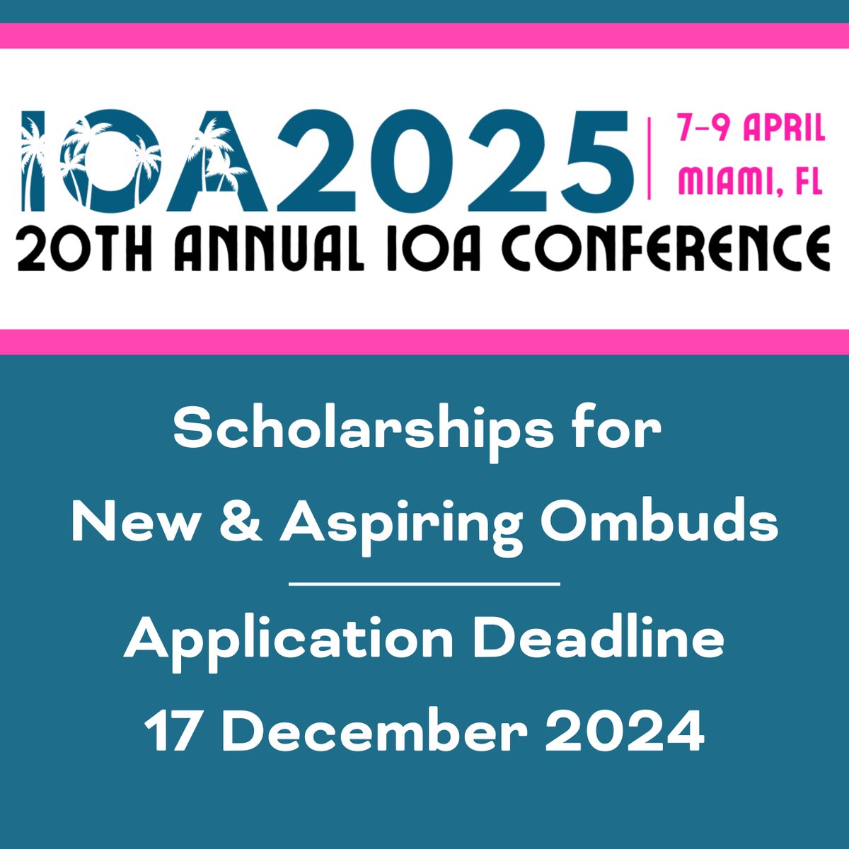 Apply Now: The deadline for New &amp; Aspiring Ombuds Scholarships is 17 December 2024. This scholarship is for those who are new to the ombuds field or seeking to enter it, and covers the full cost of #IOA2025 registration and a $500 travel stipend. ow.ly/MBHc50UqTY1