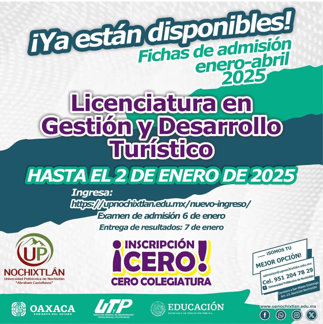 upnochix's tweet photo. ¡Ampliamos el plazo! Ingresa a nuestras carreras en Enero-Abril: Terapia Física, Gestión y Desarrollo Turístico o Arquitectura Bioclimática. Cero inscripción y colegiatura. ¡Únete a la comunidad UP! https://t.co/tkA6fe75tR https://t.co/gae1iWW3Os