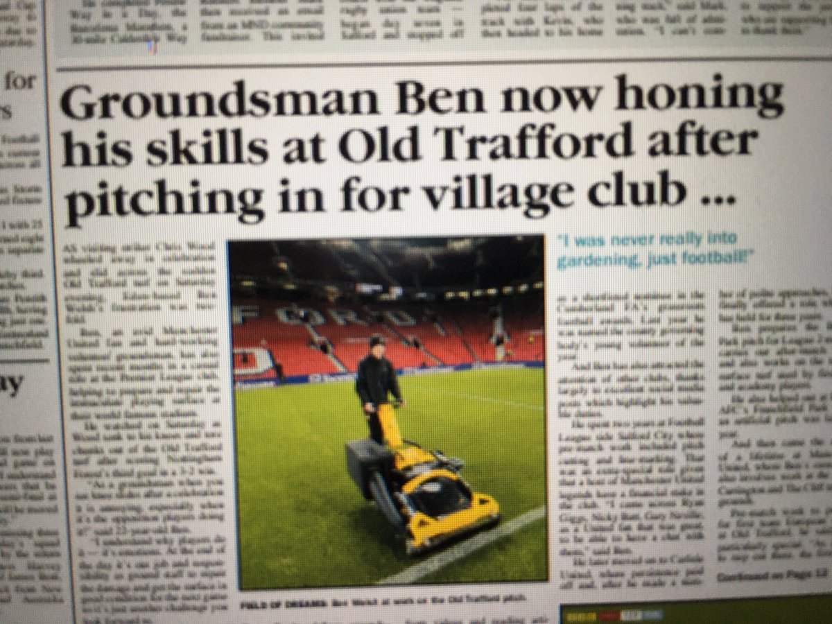 Cumberland & Westmorland Herald (@cwherald) on Twitter photo In this week’s Herald sport: young award-winning Eden Valley football groundsman <a href="/benwelsh9/">ben welsh</a> tells us how his love of pitch care has grown and seen him work in the <a href="/WestmorlandFL/">Westmorland Football League</a> at <a href="/LangwathbyUtd/">Langwathby United AFC</a> plus <a href="/officialcufc/">Carlisle United</a> <a href="/penrith_afc/">Penrith_AFC</a> <a href="/SalfordCityFC/">Salford City FC</a> and even his beloved <a href="/ManUtd/">Manchester United</a> ⚽️ In this week’s Herald sport: young award-winning Eden Valley football groundsman <a href="/benwelsh9/">ben welsh</a> tells us how his love of pitch care has grown and seen him work in the <a href="/WestmorlandFL/">Westmorland Football League</a> at <a href="/LangwathbyUtd/">Langwathby United AFC</a> plus <a href="/officialcufc/">Carlisle United</a> <a href="/penrith_afc/">Penrith_AFC</a> <a href="/SalfordCityFC/">Salford City FC</a> and even his beloved <a href="/ManUtd/">Manchester United</a> ⚽️
