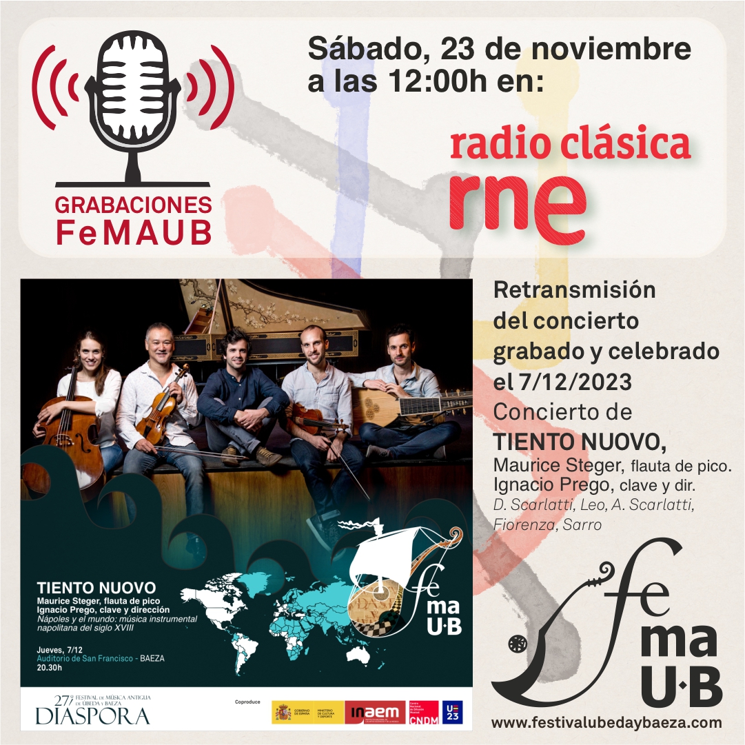 📌 No te pierdas este sábado 14 de diciembre la retransmisión del concierto de Tiento Nuovo &amp; Ignacio Prego en Radio Clásica.

⏰ 12:00 horas
🎚 rtve.es/play/audios/pr…

<a href="/cndm_inaem/">CNDM</a> #femaub2023 #tientonuovo #radioclasica #retransmisión