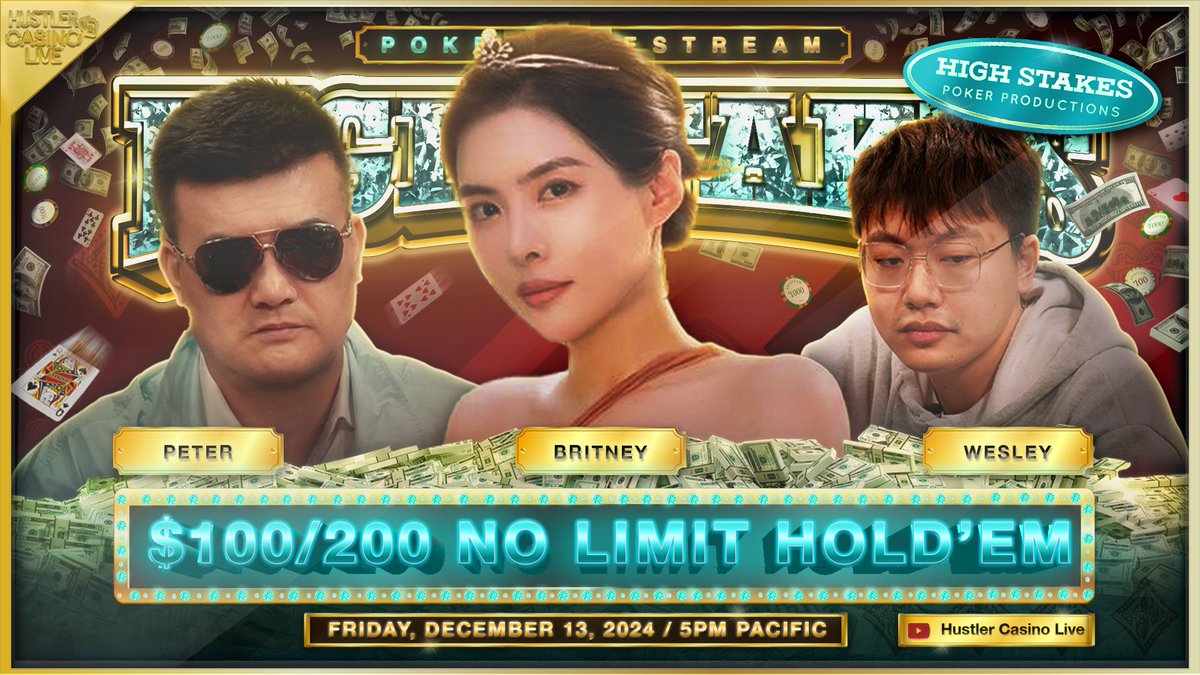 Hustler Casino Live (@hclpokershow) on Twitter photo TONIGHT!! SUPER HIGH STAKES $100/200!!
<a href="/CryptoApprenti1/">Dr.Hash“Wesley”</a>
Britney
Peter
<a href="/TheUnrealHG/">Henry Guttman</a>
KM
Benji
Liang
Commentary by <a href="/ThirdWalking/">Charlie Wilmoth</a>
Watch it here at 5pm PT: youtube.com/live/_mwf_6AEi… TONIGHT!! SUPER HIGH STAKES $100/200!!
<a href="/CryptoApprenti1/">Dr.Hash“Wesley”</a>
Britney
Peter
<a href="/TheUnrealHG/">Henry Guttman</a>
KM
Benji
Liang
Commentary by <a href="/ThirdWalking/">Charlie Wilmoth</a>
Watch it here at 5pm PT: youtube.com/live/_mwf_6AEi…