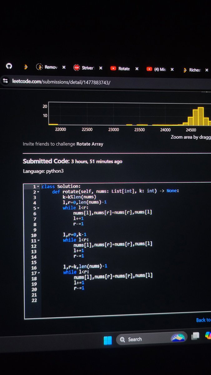 Sanjuxx_xuq29's tweet photo. Day 2, I solved 3 Leetcode problems. It's Interesting to solve using python.
1. Fizz Buzz
2. Reverse Only Letters
3. Rotate Array
See yah!
#LeetCode
#CodingChallenge
#Python
#CodingLife
#google
#techfreak👊 https://t.co/kZNnqKhaxI