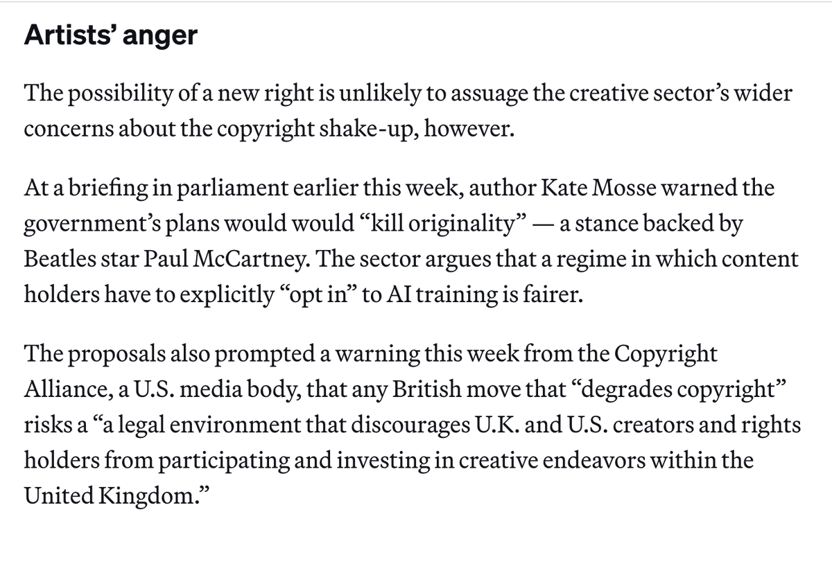 ednewtonrex's tweet photo. It's official - Politico are reporting that this UK consultation on changing copyright law is coming next week.
Now is the time to make your views known to government.
#OurWorkIsNotYourData
https://t.co/EGdEU5tlea https://t.co/guxpCVtSkT