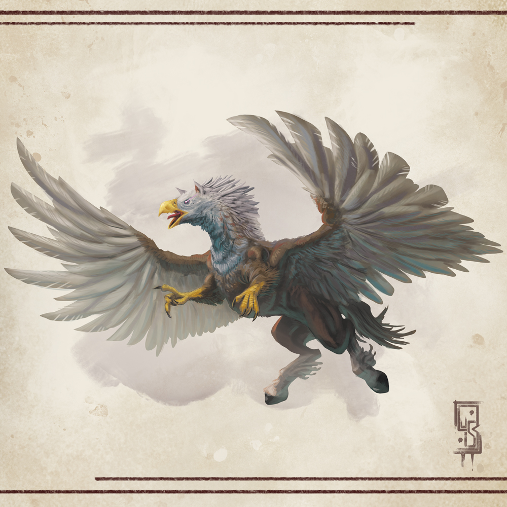 Another art I made for Dragori Games TTRPG project, this time with another creature that is a classic in all fantasy RPGs, the hippogriff!