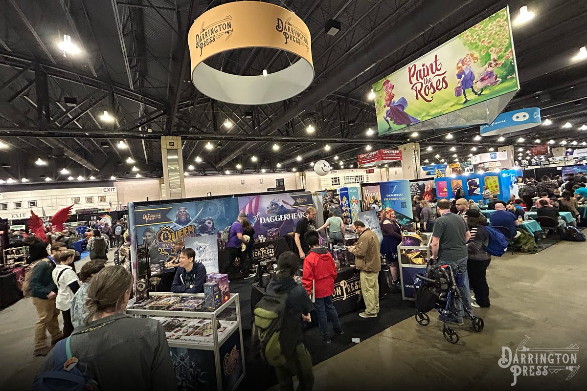 DarringtonPress's tweet photo. Thank You #PAXUnplugged!
We had a wonderful time getting to talk, meet, & run our games with you all during this con.
Games from #ForTheQueen to #QueenByMidnight: Quarter Past to our first look at the #Daggerheart covers & campaign frames!
We can't wait to share it all soon! https://t.co/bZ8M1nCXOT