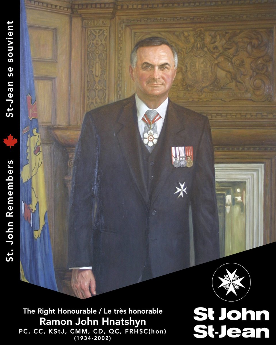 The Right Honourable Ramon John Hnatshyn, PC, CC, KStJ, CMM, CD, QC (Can), QC (Sask), FRHSC(hon)
b March 16, 1934 - d December 18, 2002

Read his story over on our Facebook page: facebook.com/orderofstjohnca

#StJohnRemembers