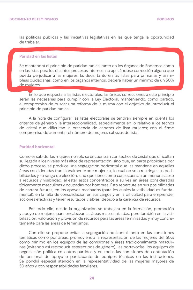 <a href="/miguelguada60/">Miguel Ángel 💜</a> <a href="/JuntasxCLM/">Juntas x Castilla-La Mancha (JxCLM)</a> Paridad del documento de feminismos de <a href="/PODEMOS/">Podemos</a> estatal y obligado cumplimiento para procesos internos de Asambleas Autonómicas ⬇️

CCA 12 hombres y 11 mujeres