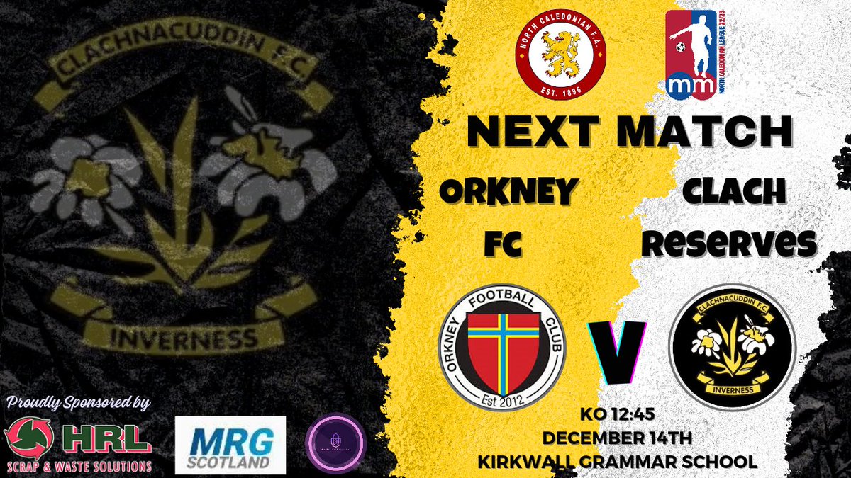 Tomorrows fixture
🆚<a href="/OrkneyFC/">Orkney FC</a>
🏆 North Caledonian League
📅 Saturday 15th Dec 2024
🕒 12.45 KO
📍 Kirkwall Grammar School