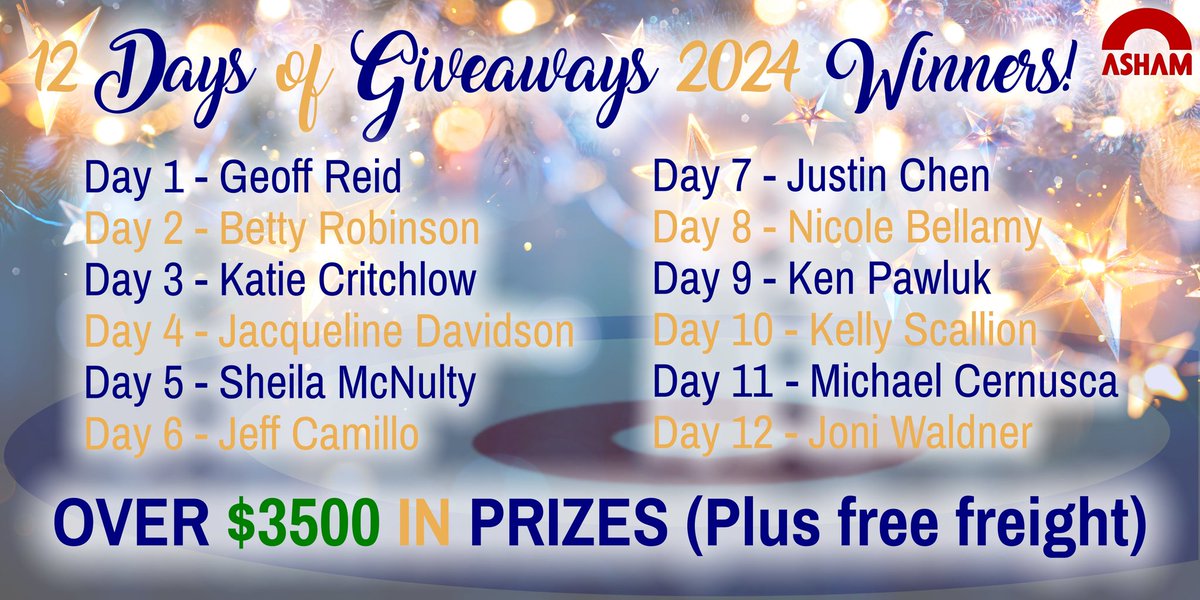 Well, that's a wrap🎁!

This year's contest was a great success!! With over 20,000 entries &amp; 8,000 bonus entries, it was our biggest contest to date! 🎄🎅

Congratulations to our 12 Days of Giveaways WINNERS! 🏆 

We'll see ya back again for next year's 12 Days of Giveaways!!